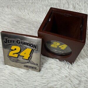 Vintage Nascar Jeff Gordon 24 Wood Metal Photo Cube Keepsake Box